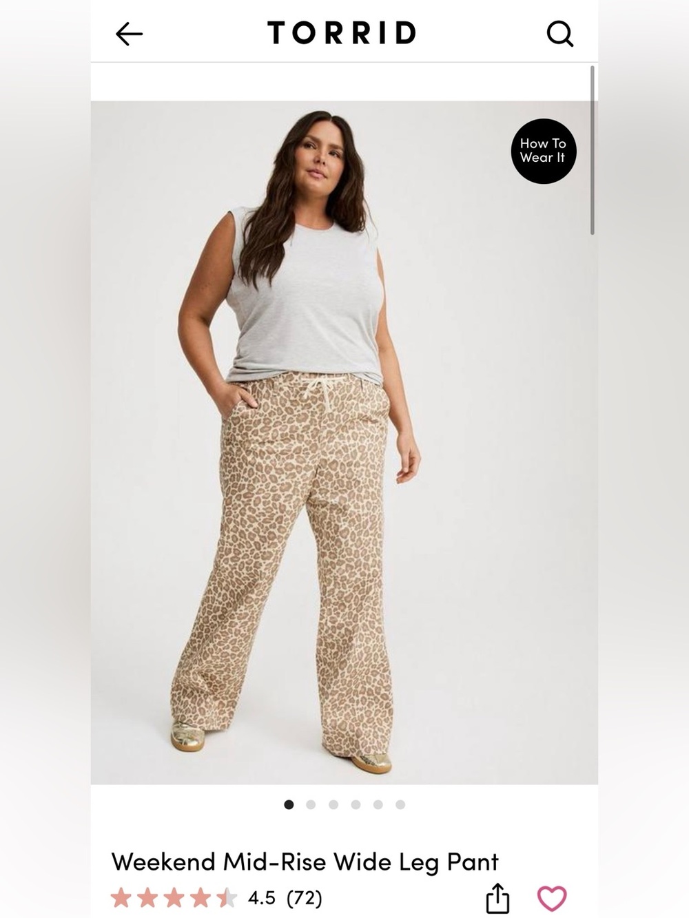 Torrid Size 2x- Leopard Print Wide-Leg Lounge Pants - Beige